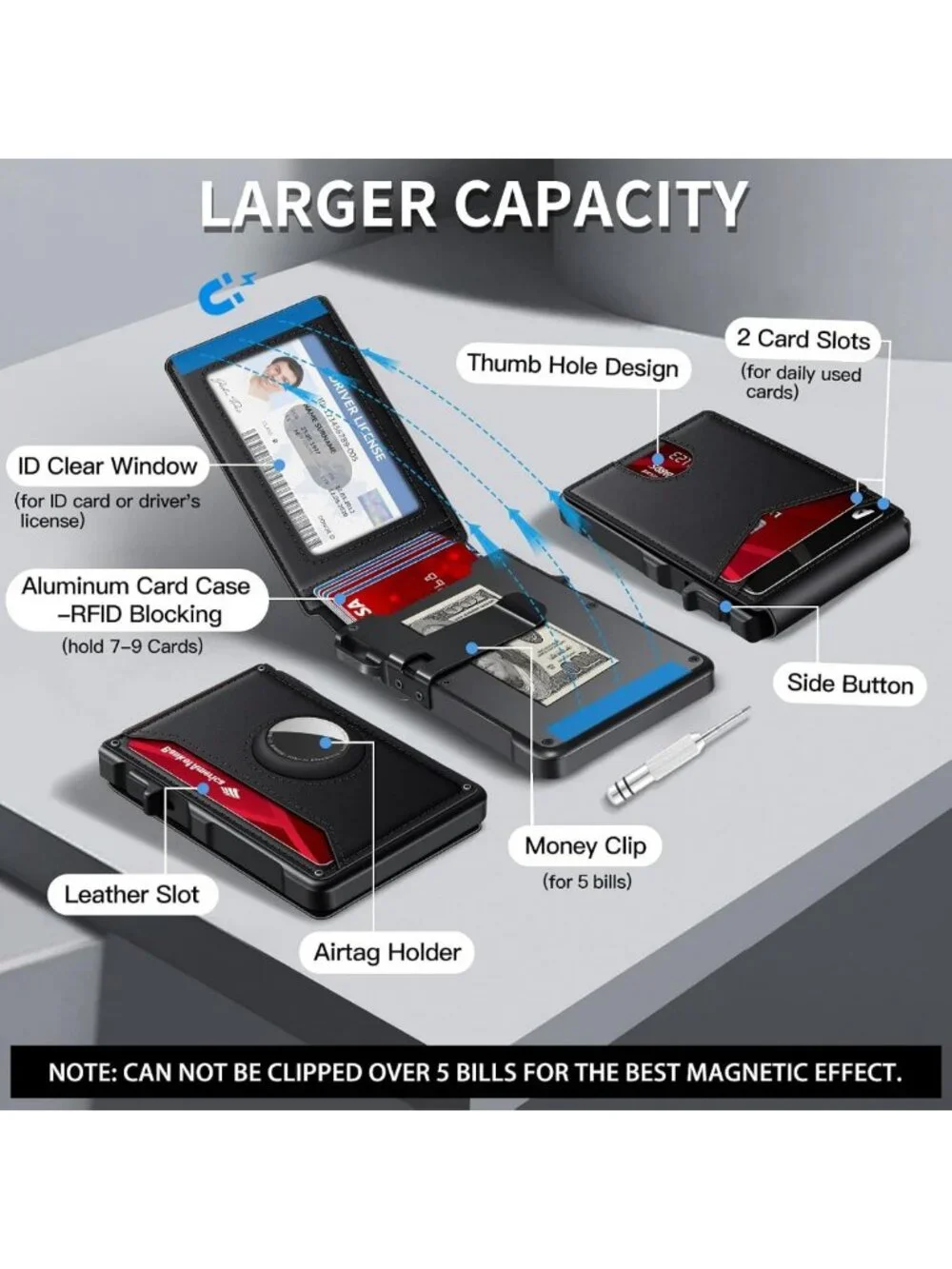 Minimalist RFID Blocking Smart Wallet for AirTag - Men's Sleek Design